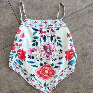 NWOT..Floral Print Handkerchief Top